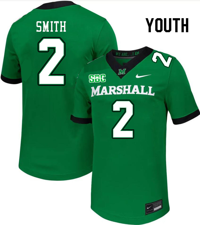 Youth #2 Daytione Smith Marshall Thundering Herd SBC Conference College Football Jerseys Stitched-Gr